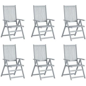 SWEIKO Garden Reclining Chairs 6 pcs Grey Solid Acacia Wood FF3065518UK
