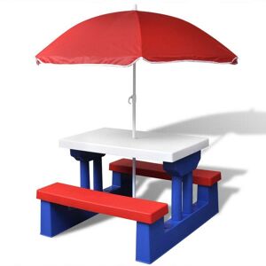 SWEIKO Kids' Picnic Table with Benches and Parasol Multicolour VDFF26500UK