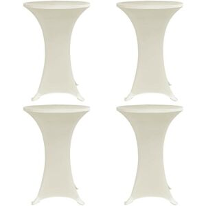 Sweiko - Standing Table Cover Diameter60 cm Cream Stretch 4 pcs VDFF21314UK