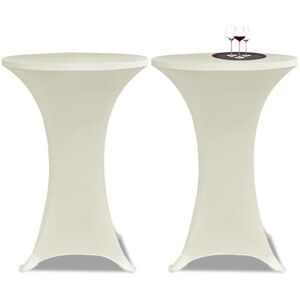 Sweiko - Standing Table Cover Diameter60cm Cream Stretch 2 pcs VDFF08612UK