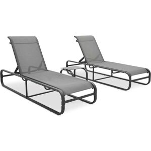 SWEIKO Sun Loungers 2 pcs with Table Textilene and Aluminium FF47844UK