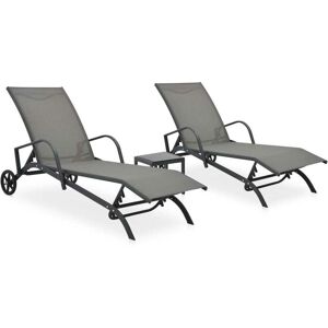 SWEIKO Sun Loungers 2 pcs with Table Textilene and Steel FF47846UK