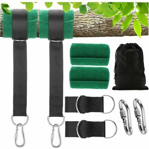 LANGRAY Tree Hammock Strap - Adjustable Hammock Straps, Chair Hammock Strap with 2 Safety Locking Carabiner Hooks and D-Rings with Tree Guards for Garden