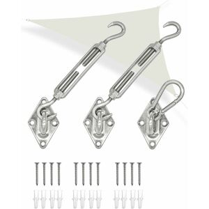 Amanka Triangle Awning Fixing Kit - Steel Sun Shade Attachment - Set for Garden Sail - silber