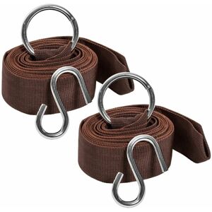 Tectake - Universal 320 cm mounting strap set to attach hammocks to trees - tree strap, strap hanger, hammock strap - brown