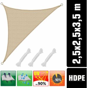 Amanka - uv Shade Sail 2,5x2,5x3,5 hdpe Triangle Sun Protection Garden Balcony ivory - beige