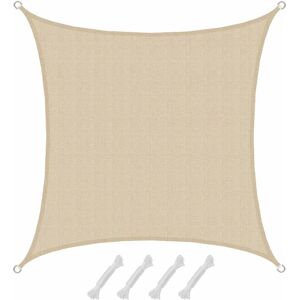 Amanka - uv Shade Sail 2x2 m hdpe Square Sun Protection Tarpaulin Garden Balcony Beige - beige