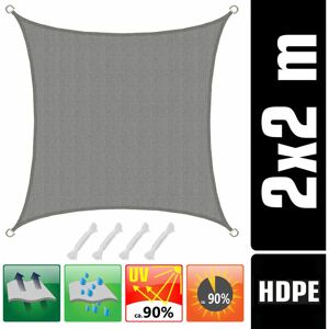 Amanka - uv Shade Sail 2x2 m hdpe Square Sun Protection Tarpaulin Garden Balcony Grey - grau