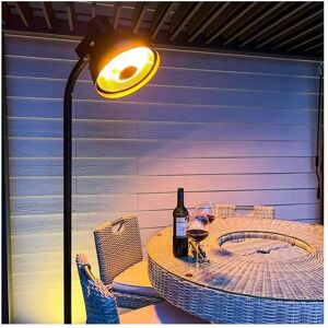 Vaunt - Premium Industrial Lamp Black Patio Heater Remote Controlled 3 Heats 240v