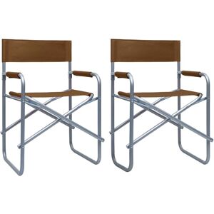 Director's Chairs 2 pcs Steel Brown vidaXL - Brown