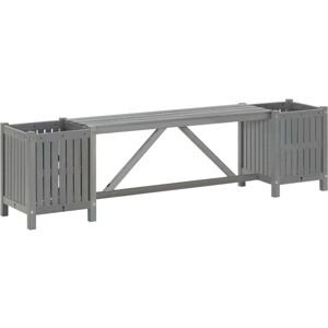 Garden Bench with 2 Planters 150cm Solid Acacia Wood Grey Vidaxl Grey