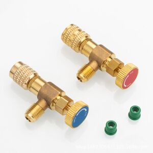 Set of 2 Refrigerant Filling Safety Valve Quick Coupler Air Conditioning R410A R22 Connector Adapters Denuotop