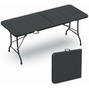 Folding Picnic Table Portable Party Trestle Table for bbq Camping Indoor Outdoor, Black - Vounot