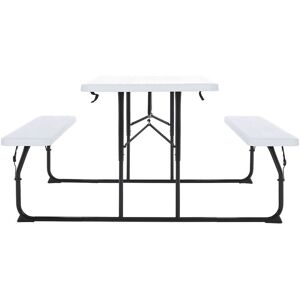 Warmiehomy - White Foldable Picnic Table and Bench Set