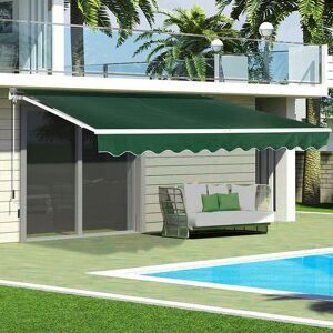 LIVINGANDHOME Outdoor Retractable diy Manual Patio Awning Canopy Garden Shade Shelter, Green 400x300CM