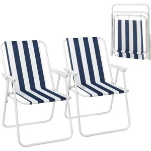 WOLTU 2x Lightweight folding camping chairs folding chair, fold up chair, folding camping chair, White + Blue