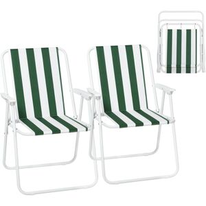 WOLTU 2x Lightweight folding camping chairs folding chair, fold up chair, folding camping chair, White + Green