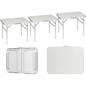 3x Camping Table Picnic Table Cream Lightweight Folding Outdoor Garden Balcony Market Kitchen Work Table Adjustable Cream - Cream - Woltu