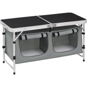 WOLTU Folding Camping Cupboard Kitchen. Height Adjustable Aluminum Camping Table with Storage. Lightweight Picnic Table with Carry Handle for Outdoor Patio