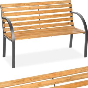 TECTAKE Garden bench 2-seater in wood (119.5x 62x83cm) - wooden bench, wooden garden bench, outdoor bench - brown