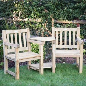 FOREST Wooden Traditional Harvington Garden Love Seat Central Table