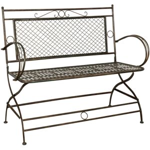 Biscottini - Iron bench 120x52x79 cm Sofa Small sofa for garden and entrance Metal sofa for indoor and outdoor 2-seater chair with armrests - antique