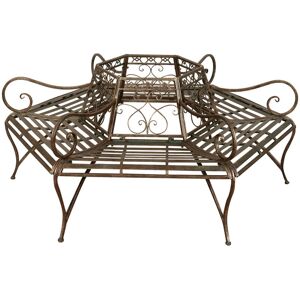 BISCOTTINI Iron tree bench 153x153x86 Round bench Circular outdoor round tree bench Iron bench Garden sofa Circular garden chair