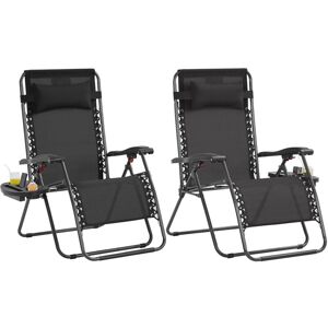 2pcs Oversized Zero Gravity Recliners Folding Patio Lounge Camping Chair, Black - Yaheetech