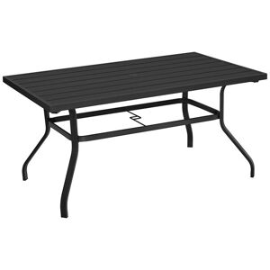 Yaheetech Patio Outdoor Dining Bistro Table with Umbrella Hole, Black