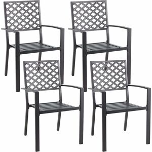 YODOLLA Outdoor Metal Patio Chairs,4 Pieces Outdoor Patio Bistro Chairs with Armrest,Stackable Arm Chairs with Heavy-Duty E-Coating Metal Frame,Set of 4,