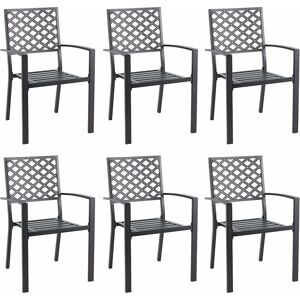 YODOLLA Outdoor Metal Patio Chairs,6 Pieces Outdoor Patio Bistro Chairs with Armrest,Stackable Arm Chairs with Heavy-Duty Frame,Set of 6, Black - Black