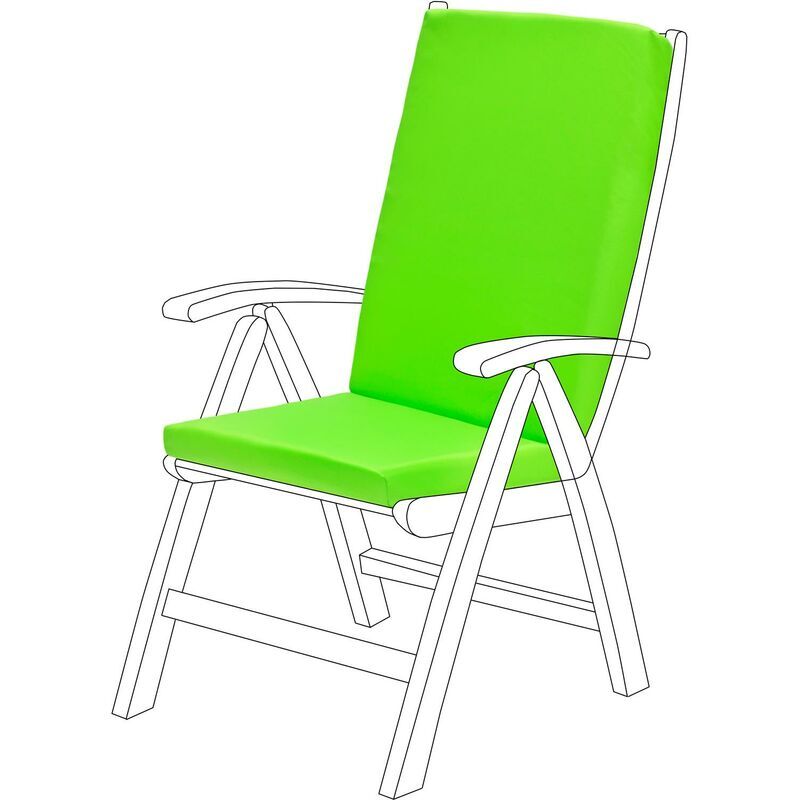 GARDENISTA Highback Chair Seat Pad with Secure Ties and Back Elastic, Foldable Outdoor and Indoor Chair Cushions, Water Resistant Garden Cushions - Lime