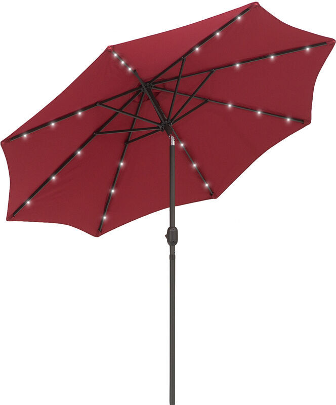 24 led Solar Powered Parasol Umbrella Garden Tilt Outdoor String Light Wine Red - Red - Outsunny