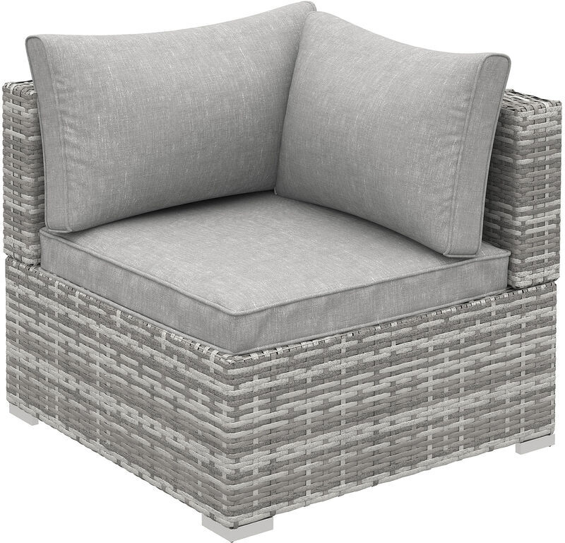 Outdoor Garden Furniture Rattan Single Middle Sofa w/ Cushions Grey - Grey - Outsunny