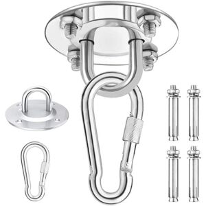 Cyslmuk - 1 Pcs Heavy Duty Ceiling Hook, 450KG Capacity Stainless Steel Hammock Hanging Kit 180°Rotation for Concrete Wood Sets, Hanging Chair,