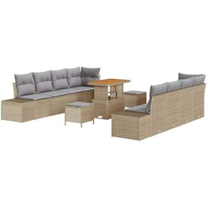 Garden Sofa Set with Cushion 11 pcs Beige and Light Grey vidaXL
