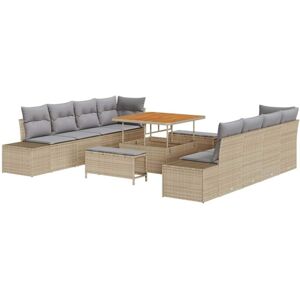 Garden Sofa Set with Cushion 11 pcs Beige and Light Grey vidaXL