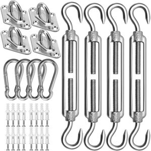 CYSLMUK 15cm Rectangular and Triangular Shade Sail Fixing Kit, Stainless Steel Patio Awning Garden Canopy Fixing, Heavy Duty Awning Fixing, Pack of 44