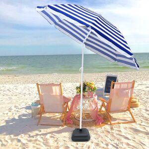 GREENBAY 1.8m Garden Beach Umbrella Parasol Sun Shade Outdoor Patio Tilting Tilt Blue-White Strip