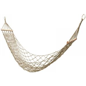 CYSLMUK 1pc White - Cotton Rope Hammock, Hanging Net, Indoor or Outdoor Hammock, Single Hammock with Wooden Sticks, Patio, Beach, Camping