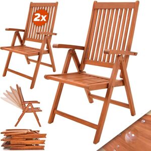 CASARIA® Vanamo High Back Wooden Garden Chairs FSC®-Certified Eucalyptus 5 Position Backrest 160kg Capacity Folding Armchairs Outdoor Dining Wood