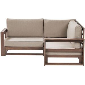 BELIANI Garden Corner Sofa 2 Seater TIMOR Modular Certified Acacia Wood Dark Brown
