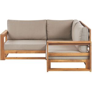 BELIANI Garden Corner Sofa 2 Seater TIMOR Modular Certified Acacia Wood Light Brown