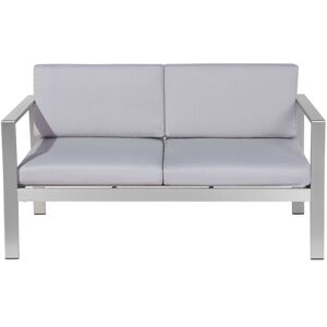 Beliani - Minimalistic Modern Garden Outdoor Bench Silver Frame Light Grey Seat Salerno