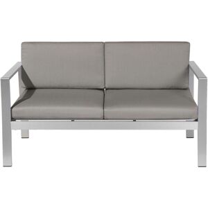 Beliani - Minimalistic Modern Garden Outdoor Bench Silver Frame Dark Grey Seat Salerno