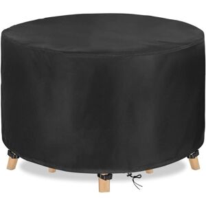 BEIJIYI 210D Oxford Fabric Waterproof Round Garden Table Cover Silver, Patio Furniture Cover 185 x 110cm