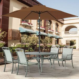 GREEN BAY Greenbay Round Garden Parasol Sun Shade Patio Outdoor Umbrella Canopy Crank Tilt Mechanism 2.5M Coffee