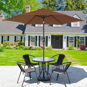 Green Bay - Greenbay Round Garden Parasol Sun Shade Patio Outdoor Umbrella Canopy Crank Tilt Mechanism 2.7M Coffee