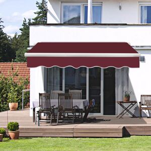Greenbay - 2x1.5M Garden Patio Awning Manual Canopy Sun Shade Retractable Shelter Wine Red