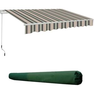 Aquariss - 2x1.5m Garden Patio Manual Sun Shade Shelter Retractable Canopy - multi-Stripe